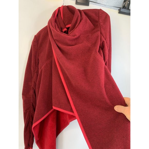 Lululemon Peace of Mind Fleece Drape Jacket Sweater Size 4 Small EUC 6812 Red - Picture 15 of 15